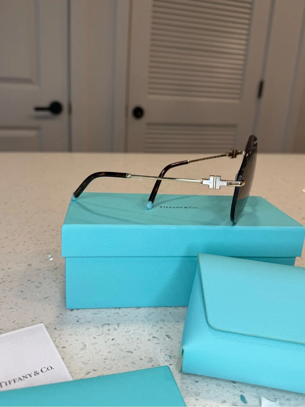 Tiffany & Co. Women's Brown-to-Green Gradient Rimless Sunglasses